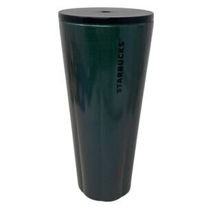 Starbucks Christmas 2021 Stainless Steel Metallic Sparkle Green Tumbler C 24 Oz